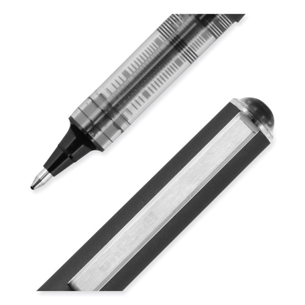 VISION Roller Ball Pen, Stick, Bold 1 mm, Black Ink, Gray/Black/Clear Barrel, Dozen - Image 5