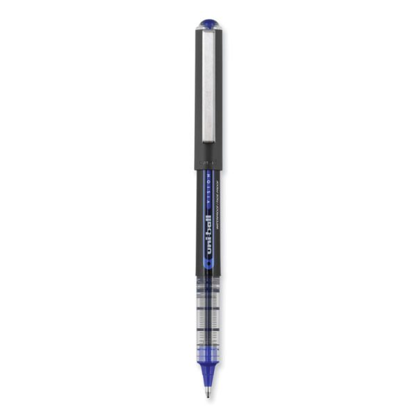 VISION Roller Ball Pen, Stick, Bold 1 mm, Blue Ink, Black/Blue/Clear Barrel, Dozen - Image 2