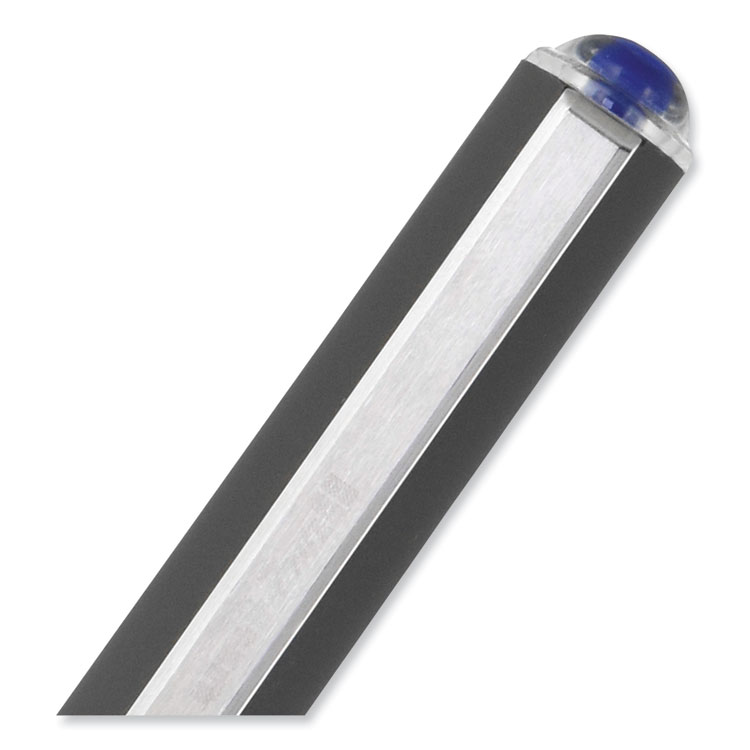 VISION Roller Ball Pen, Stick, Bold 1 mm, Blue Ink, Black/Blue/Clear Barrel, Dozen - Image 6