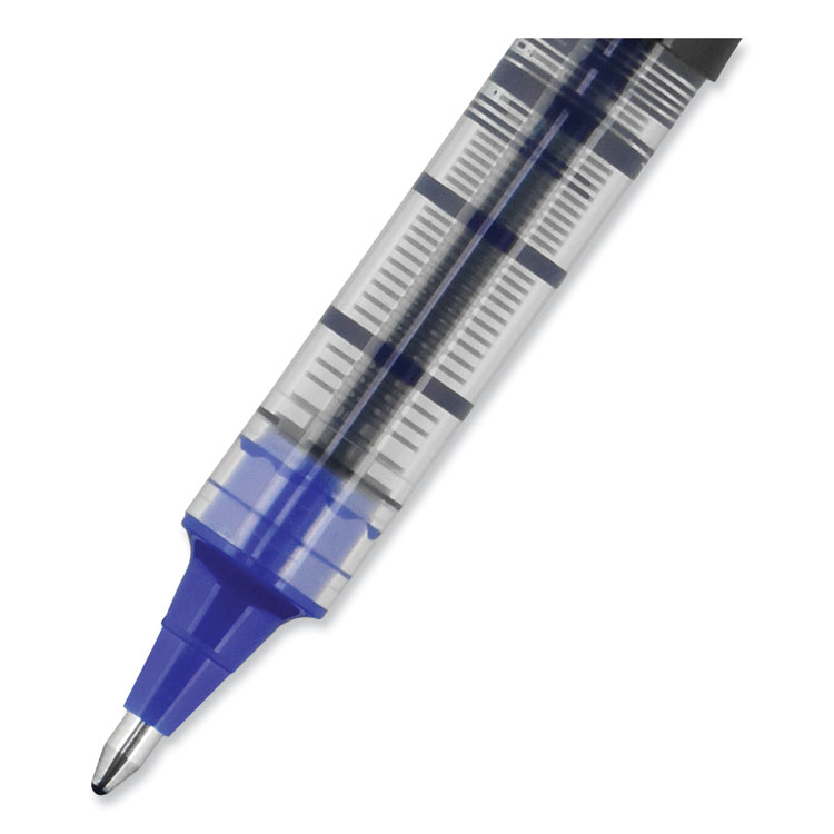 VISION Roller Ball Pen, Stick, Bold 1 mm, Blue Ink, Black/Blue/Clear Barrel, Dozen - Image 7