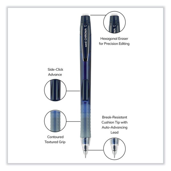 Chroma Mechanical Pencil, 0.7 Mm, Hb (#2), Black Lead, Cobalt Barrel, Dozen - Image 4