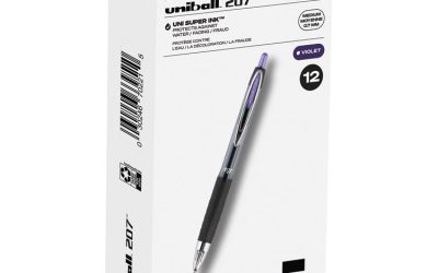 Signo 207 Gel Pen, Retractable, Medium 0.7 mm, Violet Ink, Smoke/Black/Violet Barrel, Dozen