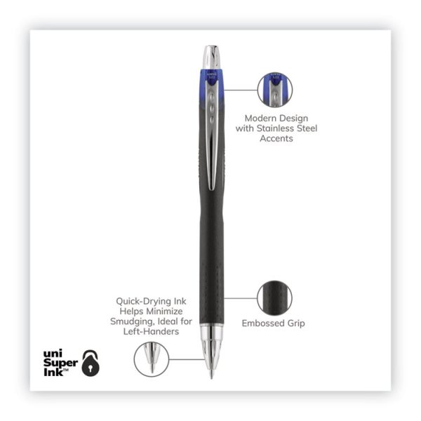 Jetstream Retractable Hybrid Gel Pen, Bold 1 mm, Blue Ink, Black/Silver/Blue Barrel - Image 6