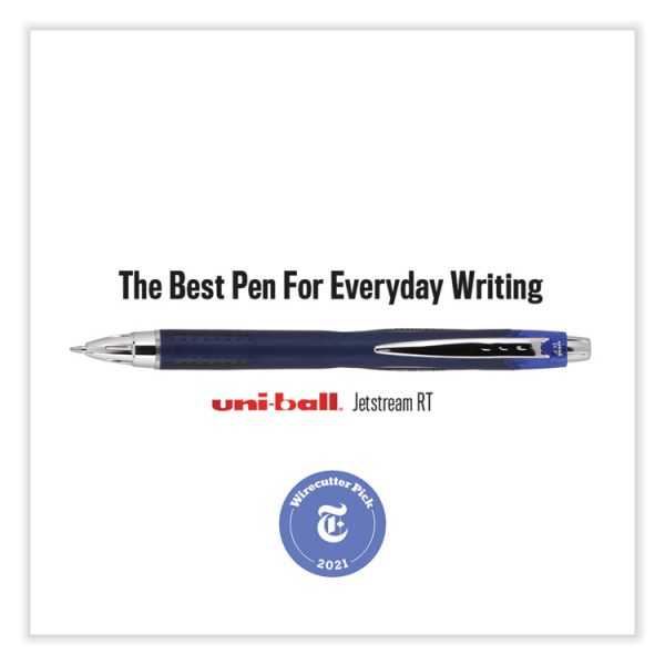 Jetstream Retractable Hybrid Gel Pen, Bold 1 mm, Blue Ink, Black/Silver/Blue Barrel - Image 7