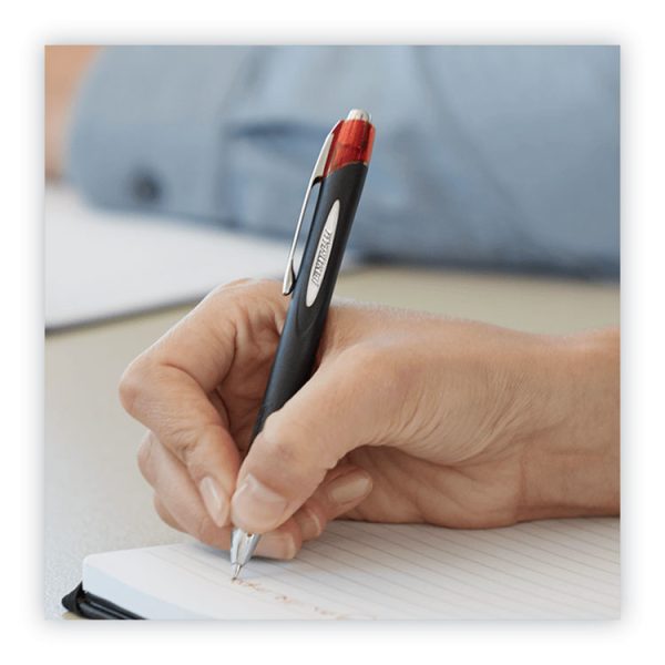 Jetstream Retractable Hybrid Gel Pen, Bold 1 mm, Red Ink, Black/Silver/Red Barrel - Image 7