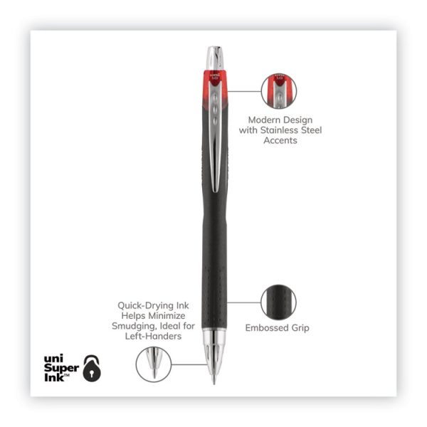 Jetstream Retractable Hybrid Gel Pen, Bold 1 mm, Red Ink, Black/Silver/Red Barrel - Image 2