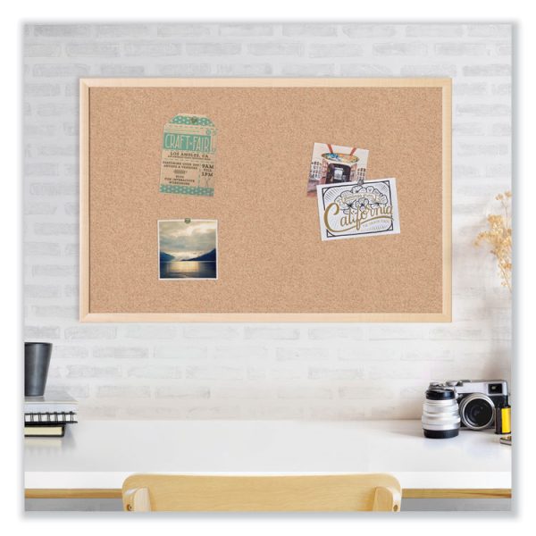 Cork Bulletin Board, 47 x 35, Tan Surface, Birch Wood Frame - Image 3