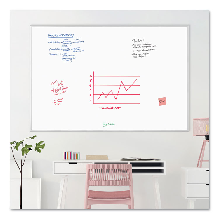 Melamine Dry Erase Board, 70 x 47, White Surface, Silver Frame - Image 2
