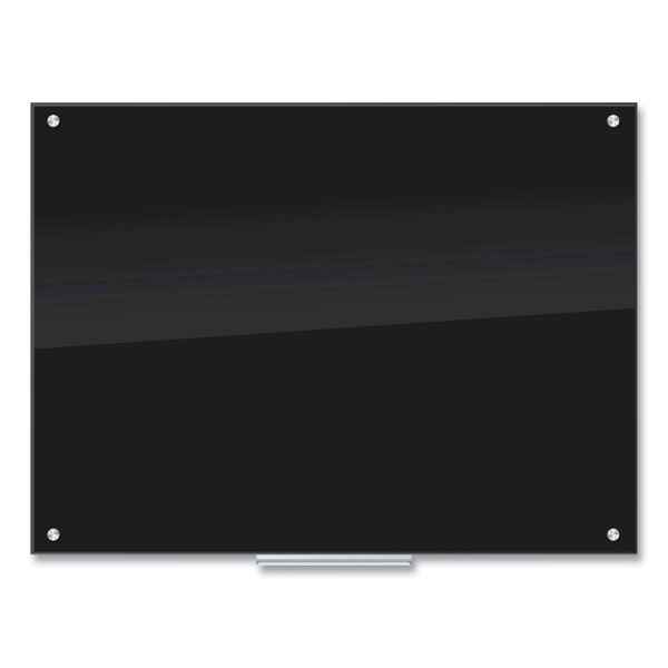 Glass Dry Erase Board, 47 x 35, Black Surface