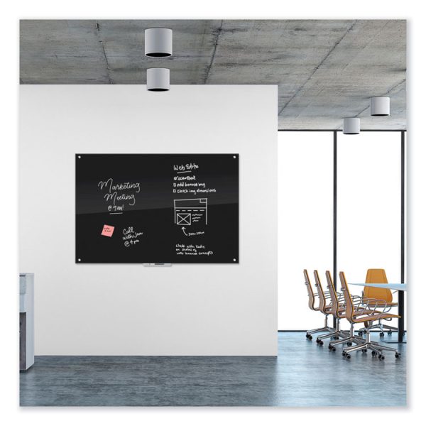 Black Glass Dry Erase Board, 70 x 47, Black Surface - Image 2