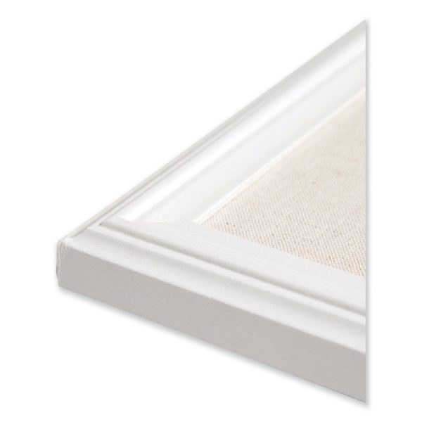 Linen Bulletin Board with Decor Frame, 30 x 20, Tan Surface, White Wood Frame - Image 3