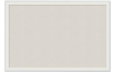 Linen Bulletin Board with Decor Frame, 30 x 20, Tan Surface, White Wood Frame