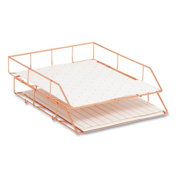 Letter-Size Desktop Fashion Filing Set, Rose Gold, (1) Rack, (3) Hanging Folders, (3) File Folders, (2) Trays,(1) Mail Sorter - Image 2