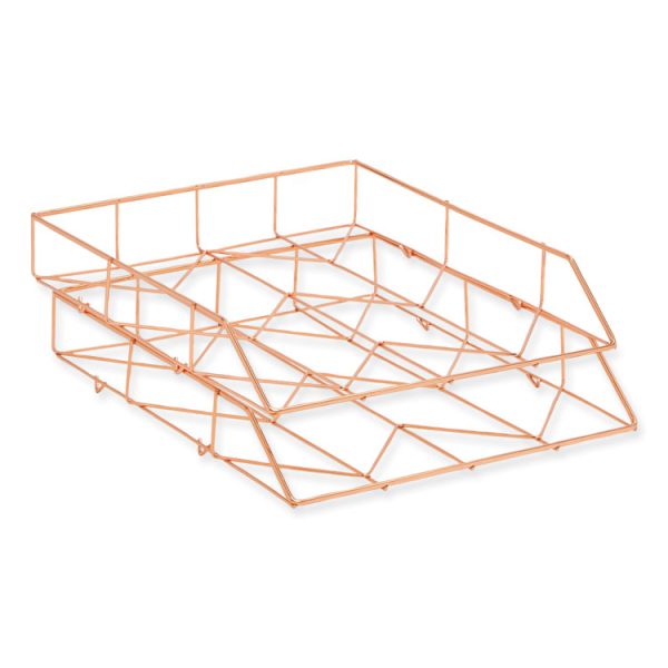 Letter-Size Desktop Fashion Filing Set, Rose Gold, (1) Rack, (3) Hanging Folders, (3) File Folders, (2) Trays,(1) Mail Sorter - Image 10