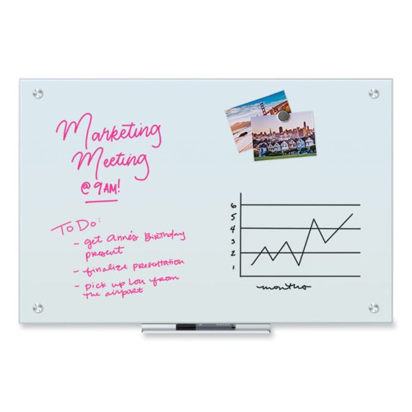 Glass Dry Erase Board, 35 x 23, White Surface - Image 2
