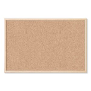 Cork Bulletin Board, 35 x 23, Tan Surface, Birch Wood Frame