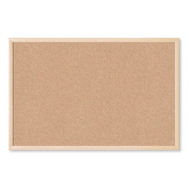 Cork Bulletin Board, 35 x 23, Tan Surface, Birch Wood Frame