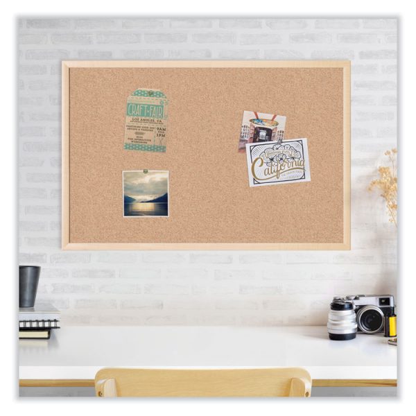Cork Bulletin Board, 35 x 23, Tan Surface, Birch Wood Frame - Image 3