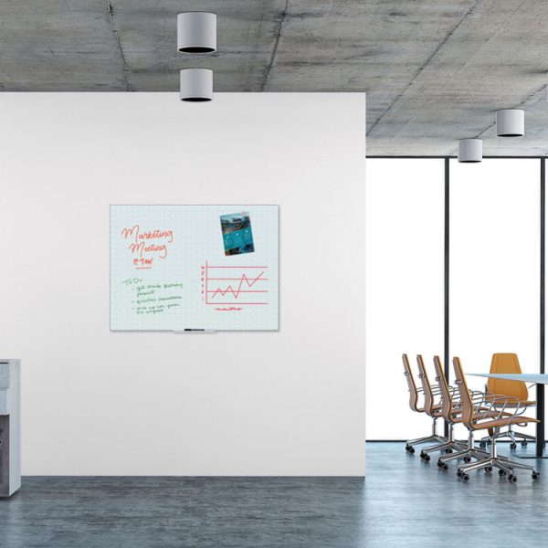 Floating Glass Ghost Grid Dry Erase Board, 47 x 35, White - Image 2