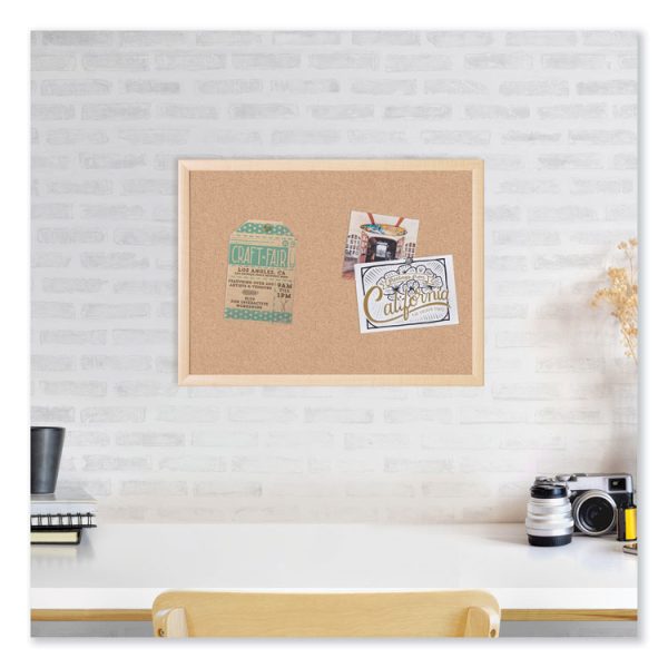 Cork Bulletin Board, 70 x 47, Tan Surface, Birch Wood Frame - Image 3