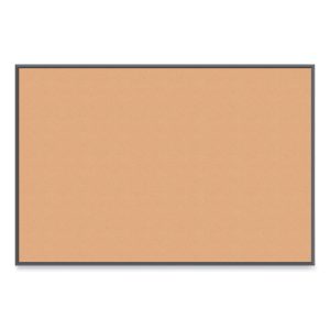 Cork Bulletin Board with Black Aluminum Frame, 70 x 47, Tan Surface