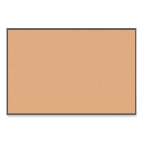 Cork Bulletin Board with Black Aluminum Frame, 70 x 47, Tan Surface