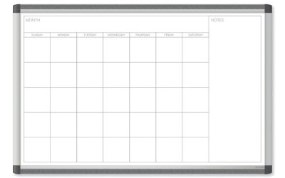 PINIT Magnetic Dry Erase Undated One Month Calendar, 35 x 23, White