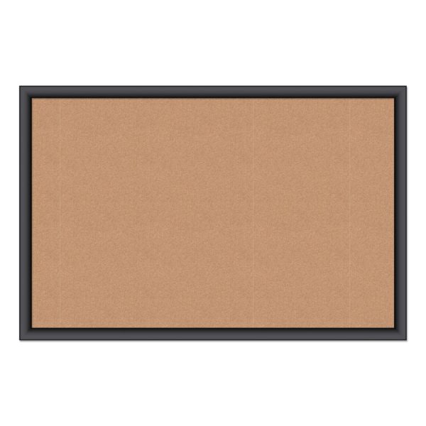 Cork Bulletin Board, 35 x 23, Tan Surface, Black Frame