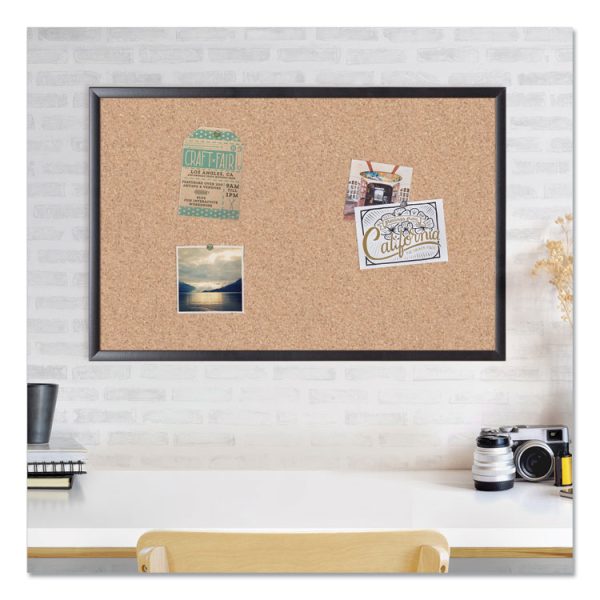Cork Bulletin Board, 35 x 23, Tan Surface, Black Frame - Image 2