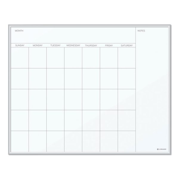 Magnetic Dry Erase Board, Undated One Month, 20 x 16, White Surface, Silver Aluminum Frame