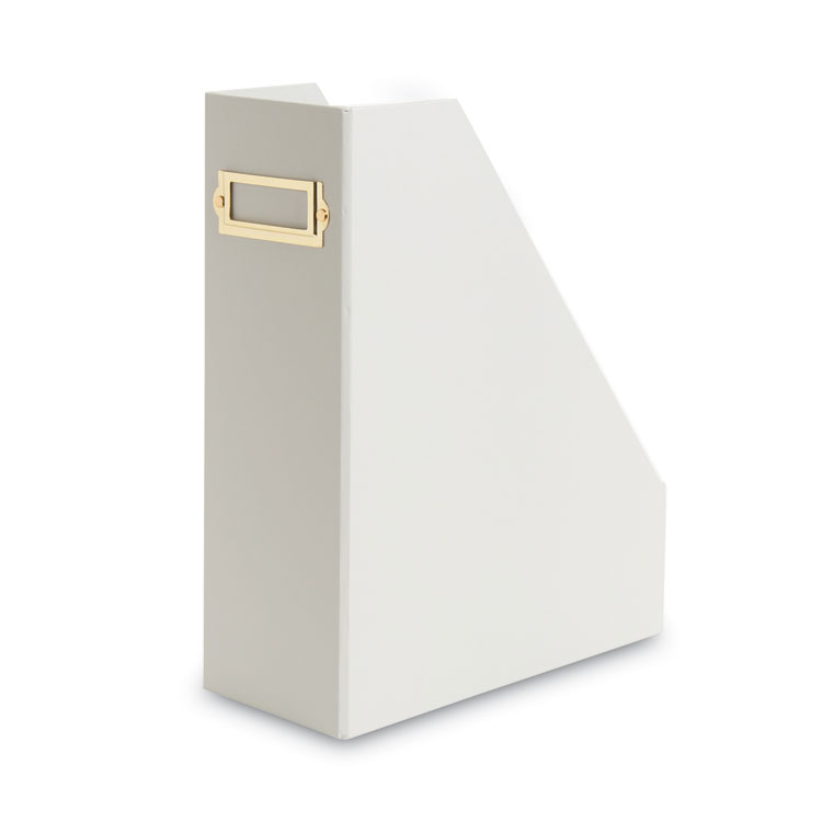 Four-Piece Desk Organization Kit, Magazine Holder/Paper Tray/Pencil Cup/Storage Bin, Chipboard, Gray - Image 4