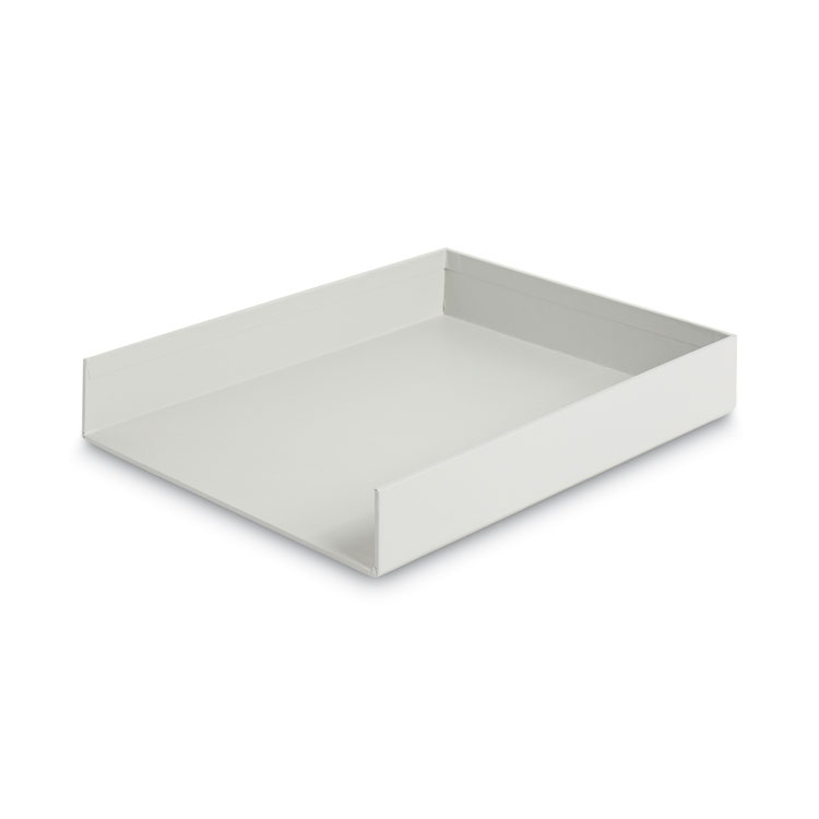 Four-Piece Desk Organization Kit, Magazine Holder/Paper Tray/Pencil Cup/Storage Bin, Chipboard, Gray - Image 2