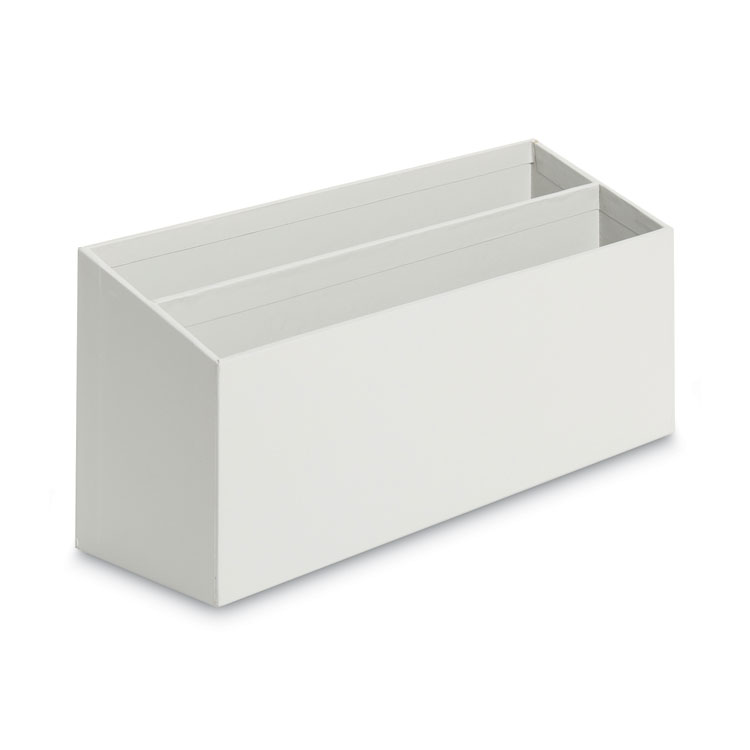Four-Piece Desk Organization Kit, Magazine Holder/Paper Tray/Pencil Cup/Storage Bin, Chipboard, Gray - Image 6