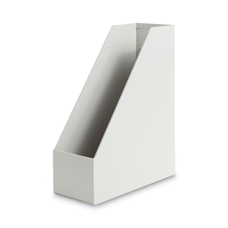 Four-Piece Desk Organization Kit, Magazine Holder/Paper Tray/Pencil Cup/Storage Bin, Chipboard, Gray - Image 5