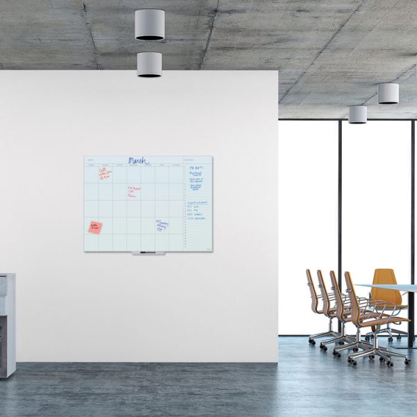 Floating Glass Dry Erase Undated One Month Calendar, 47 x 35, White - Image 2