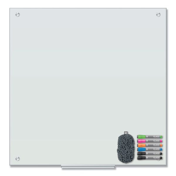 Magnetic Glass Dry Erase Board Value Pack, 35" x 35", Frosted White