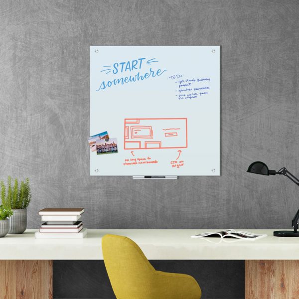 Magnetic Glass Dry Erase Board Value Pack, 35" x 35", Frosted White - Image 2