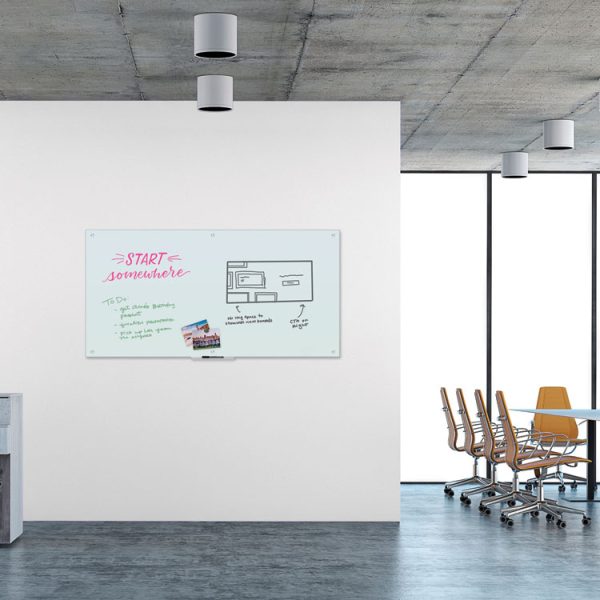Magnetic Glass Dry Erase Board Value Pack, 70" x 35", Frosted White - Image 2