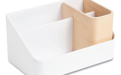 Mod All-in-One Desktop Organizer, 4 Compartments, 5.39 x 9.65 x 5.08, White, Plastic