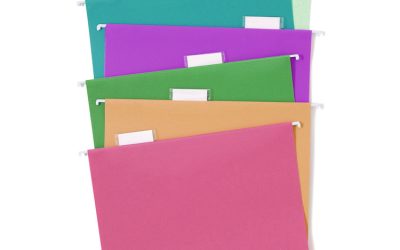 U-Eco Hanging File Folders, Letter Size, 1/5-Cut Tabs, Assorted, 12/Pack