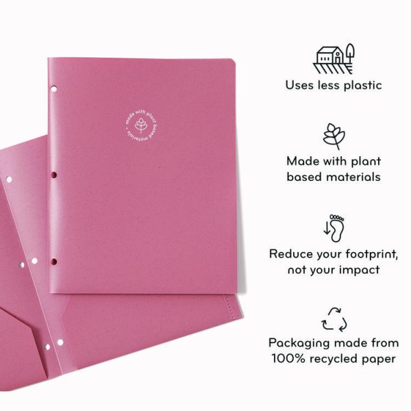 U-Eco Poly Two-Pocket Folders, Three-Hole Punched, Poly/Wheat Straw, 11 x 8.5, Assorted,12/Pack - Image 2