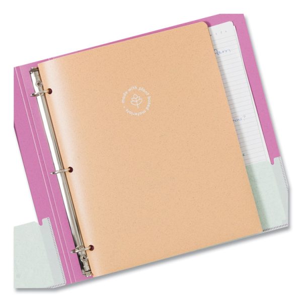 U-Eco Poly Two-Pocket Folders, Three-Hole Punched, Poly/Wheat Straw, 11 x 8.5, Assorted,12/Pack - Image 3
