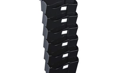 Grande Central Filing System, 7 Sections, Legal/Letter Size, Wall Mount, 16″ x 4.75″ x 38.25″, Black, 7/Pack