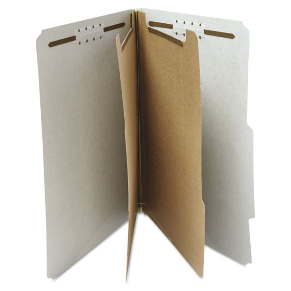 Six-Section Pressboard Classification Folders, 2" Expansion, 2 Dividers, 6 Fasteners, Letter Size, Gray Exterior, 10/Box - Image 7