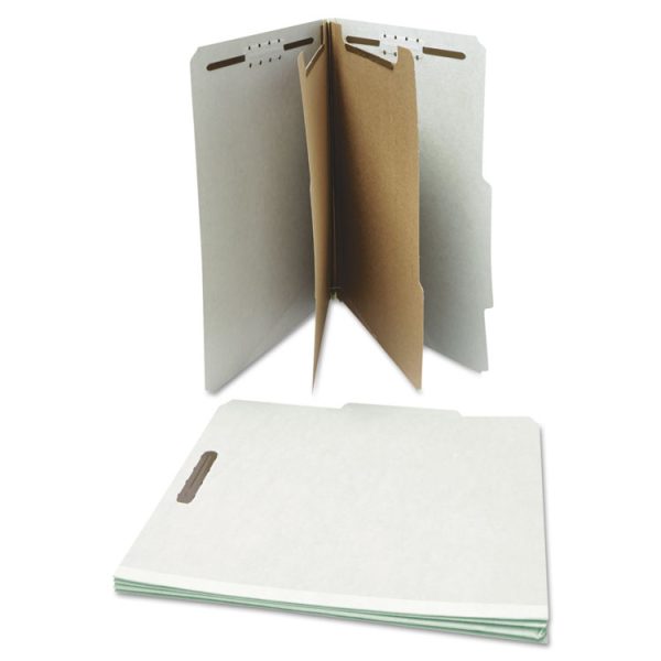 Six-Section Pressboard Classification Folders, 2" Expansion, 2 Dividers, 6 Fasteners, Letter Size, Gray Exterior, 10/Box - Image 6