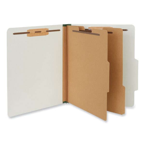 Six-Section Pressboard Classification Folders, 2" Expansion, 2 Dividers, 6 Fasteners, Letter Size, Gray Exterior, 10/Box - Image 2