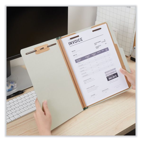 Six-Section Pressboard Classification Folders, 2" Expansion, 2 Dividers, 6 Fasteners, Letter Size, Gray Exterior, 10/Box - Image 3