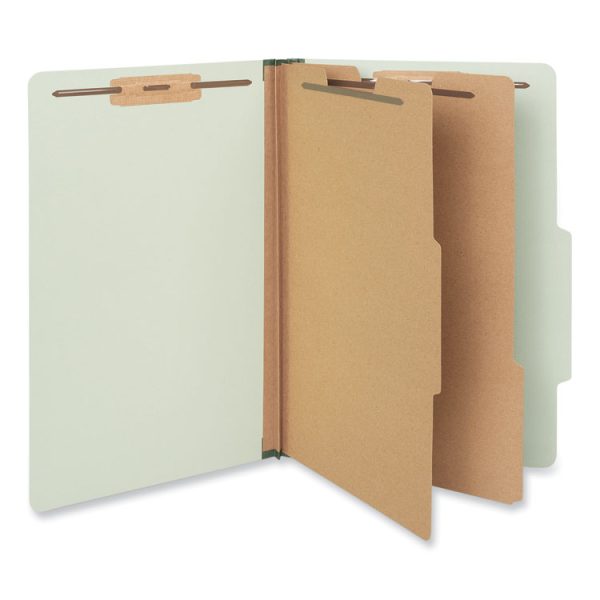 Six-Section Pressboard Classification Folders, 2" Expansion, 2 Dividers, 6 Fasteners, Legal Size, Green Exterior, 10/Box - Image 2