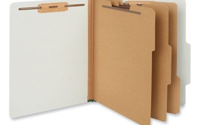 Eight-Section Pressboard Classification Folders, 3″ Expansion, 3 Dividers, 8 Fasteners, Letter Size, Gray Exterior, 10/Box