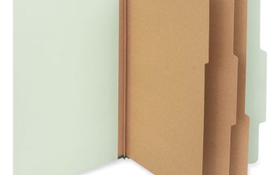 Eight-Section Pressboard Classification Folders, 3″ Expansion, 3 Dividers, 8 Fasteners, Legal Size, Green Exterior, 10/Box